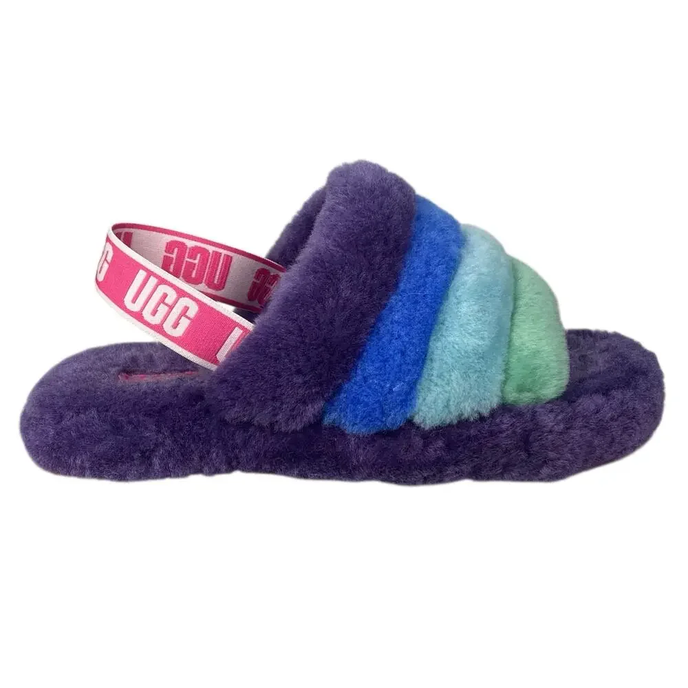 UGG Kids Fluff Yeah Purple Shearling Sandal Slipper Size US 6